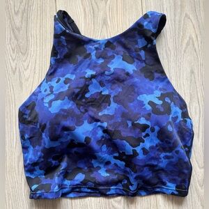 ATHLETA Blue Camouflage Crop Top